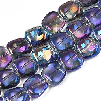 Electroplate Glass Beads Strand, AB Color, Polygon, Purple, 10.5x11~12x5~6mm, Hole: 1mm, about 60~61pcs/strand, 24.41 inch~ 25.20 inch(62~64cm)