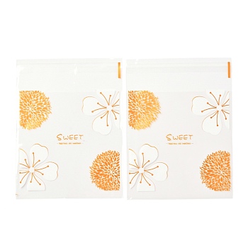 Rectangle OPP Self-Adhesive Bags, with Word and Flower Pattern, for Baking Packing Bags, Sandy Brown, 13.1x10x0.02cm, 100pcs/bag