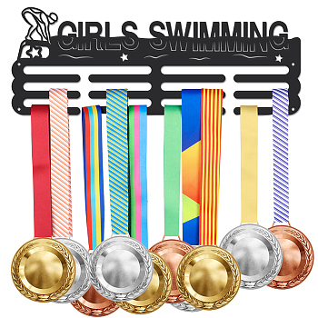 Iron Medal Hanger Holder Display Wall Rack, 3-Line, with Screws, Swimming, Sports, 150x400mm