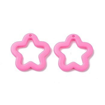 Opaque Acrylic Pendants, Star, Hot Pink, 28.5x29.5x4mm, Hole: 1.8mm, about 349Pcs/500G