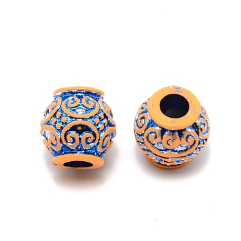 Resin Beads, Hair Decorations, Barrel, Blue, 15x15mm, Hole: 6mm