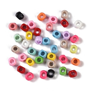 Spray Paint Alloy Beads, 4 Holes, Cube
, Mixed Color, 5.5x7x5mm, Hole: 2.6~3.3mm