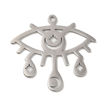 201 Stainless Steel Pendants, Eye, Stainless Steel Color, 27.5x29.5x1mm, Hole: 1.6mm