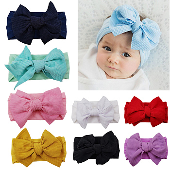 Nylon Elastic Baby Headbands, for Girls, Hair Accessories, Bowknot, Mixed Color, 160x80mm