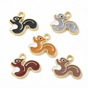 Alloy Enamel Pendants, Squirrel Charm, Mixed Color, 16x18x1.5mm, Hole: 1.8mm