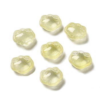 Transparent Glass Pendants, Longevity Lock Charms, Light Khaki, 14x16x7mm, Hole: 1.2mm