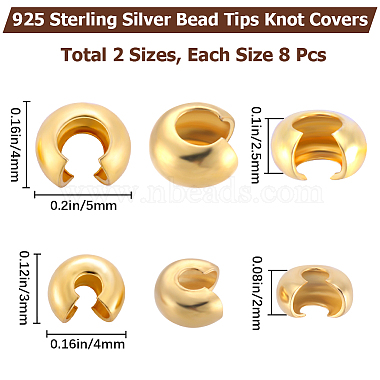 16Pcs 2 Size 925 Sterling Silver Crimp Bead Cover(STER-BBC0001-78)-2