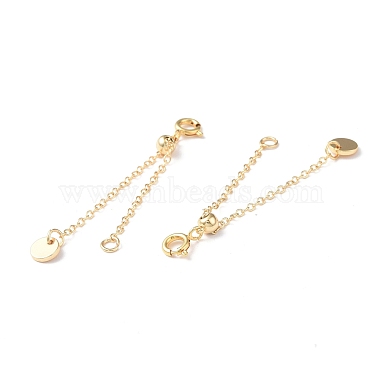 Brass Cable Chain Extenders with Flat Round Charm(KK-I702-48G)-2