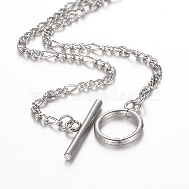 304 Stainless Steel Figaro Chain Necklace(NJEW-JN01290)-2