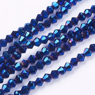 4mm RoyalBlue Bicone Electroplate Glass Beads