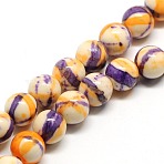Dyed Round Synthetic Gemstone Ocean White Jade Beads Strands, Gold, 10mm, Hole: 1mm, about 38pcs/strand, 15.5 inch(X-G-F085-10mm-04)