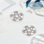 2Pcs 1-Hole Alloy Buttons, with Rhinestone & Imitation Pearl, Flat Round with Star, Platinum, 19x18.5x10mm, Hole: 2mm(BUTT-LP0001-17)