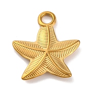 Ocean Theme 304 Stainless Steel Pendants, Real 18K Gold Plated, Starfish, 21.5x19x3mm, Hole: 2.8mm(STAS-M072-05B-G)