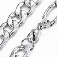Trendy Men's Figaro Chain Necklaces, 304 Stainless Steel Chain Necklaces, with Lobster Claw Clasp, Stainless Steel Color, 23.62(60cm), 10mm(NJEW-L450-06A)