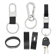 Belt Ring Keeper Keychain Making Kit, Including Alloy Push Gate Snap Keychain Clasp with Leather Pendant, Cowhide Belt Retaining Rings, Black, 6Pcs/box(DIY-GO0001-76)