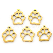 Vacuum Plating 304 Stainless Steel Charms, Laser Cut, Dogs Paw Print, Golden, 14x12x1mm, Hole: 1.2mm(STAS-N092-16G)
