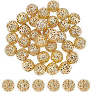 Brass Filigree Beads, Filigree Ball, Round, Real 18K Gold Plated, 10mm, Hole: 1mm, 40pcs/box(KK-BC0008-73)