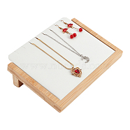 Wooden Slant Back Necklace Organizer Display Trays, Necklace Storage Holder with Imitation Leather and Sponge Inside, Rectangle, White, 21x15x5cm(NDIS-WH0006-16)