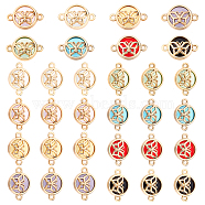 ARRICRAFT 32Pcs 8 Colors Glass Connector Charms, with Light Gold Plated Alloy Findings, Flat Round with Butterfly, Mixed Color, 13.5x19.5x5.5mm, Hole: 1.6mm, 4pcs/color(GLAA-AR0001-31)