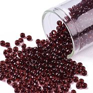 TOHO Round Seed Beads, Japanese Seed Beads, (2153) Black Cherry Lined Dark Amber, 8/0, 3mm, Hole: 1mm, about 222pcs/10g(X-SEED-TR08-2153)