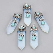Opalite Pendants, with Alloy Findings, Sword, Antique Silver, 49~55x16x10~11mm, Hole: 6.5x3mm(G-S292-05F)