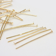 Iron Flat Head Pins, Light Gold, 40x0.6mm, 22 Gauge, about 3000pcs/500g, Head: 1.5mm(IFIN-R217-0.6x40-KC)
