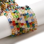 Transparent Glass Beads, Faceted(32 Facets), Round, Mixed Color, 4mm, Hole: 0.7mm, about 94~96pcs/strand, 14.17~14.37 inch(36~36.5cm)(EGLA-A035-T4mm-HD01)
