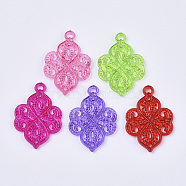 Transparent Acrylic Pendants, Dyed, Flower, Mixed Color, 37x25x3mm, Hole: 3mm(X-TACR-T015-096)