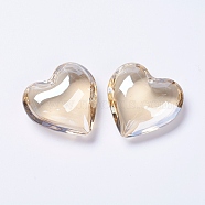 Glass Pendants, Heart, Bisque, 42x43.5x15mm, Hole: 2mm(X-EGLA-K011-07B-03)
