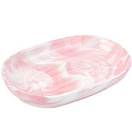 Ceramics Soap Dishes for Bathroom Kitche, Oval, Pink, 125x85x20mm(AJEW-WH20011-47A)