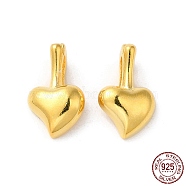 925 Sterling Silver Pendants, Heart Charms, with S925 Stamp, Real 18K Gold Plated, 10.5x7x4mm, Hole: 3x1.5mm(FIND-Z008-05G)