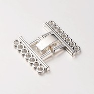 7 Strands Alloy and Brass Fold Over Clasps, Platinum, 24x22.5x5mm, Hole: 2mm(X-PALLOY-N0112-03P)