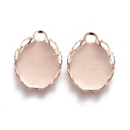 304 Stainless Steel Cabochon Settings, Lace Edge Bezel Cups, Oval, Rose Gold, Tray: 10x8mm, 11.5x8.5x2mm(STAS-P249-13B-RG)