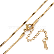 Ion Plating(IP) 201 Stainless Steel Chain Necklaces, Box Chains, Real 18K Gold Plated, 16.10 inch(40.9cm)(NJEW-P309-25G)