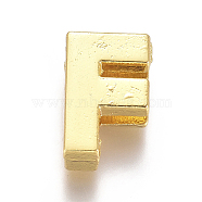 Alloy Slide Charms, Letter F, 12.5x8x4mm, Hole: 1.5x8mm(PALLOY-WH0069-02F-G)