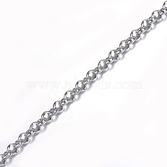 304 Stainless Steel Rolo Chains, Belcher Chain, Unwelded, with Spool, for Jewelry Making, Stainless Steel Color, 3x1mm, about 65.61 Feet(20m)/roll(CHS-P002-06P-1MM)