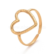 Ion Plating(IP) 304 Stainless Steel Open Heart Cuff Ring for Women, Golden, US Size 6 1/2(16.9mm)(RJEW-C025-22G)