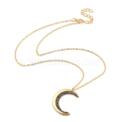 Alloy Crescent Moon Pendant Necklaces with Ore Chips, Golden, 18.11 inch(46cm)(PW23031648300)