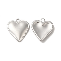 Non-Tarnish 304 Stainless Steel Pendants, Heart Charm, Stainless Steel Color, 23x20x3mm, Hole: 2.5mm(STAS-H212-35P)