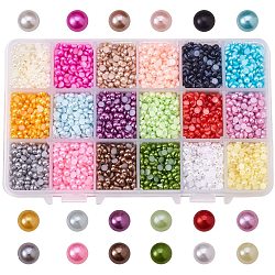ABS Plastic Cabochons, Imitation Pearl, Half Round, Mixed Color, 4x2mm(SACR-PH0005-4mm-01)