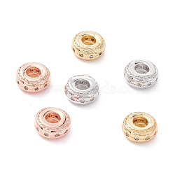 Brass Micro Pave Clear Cubic Zirconia Beads, Long-Lasting Plated, Cadmium Free & Lead Free, Rondelle with Star, Mixed Color, 7.5x3.5mm, Hole: 3mm(ZIRC-P091-05A-RS)
