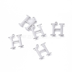 Tarnish Resistant 304 Stainless Steel Charms, Greek Alphabet, Stainless Steel Color, Letter.H, 14x12.4x1mm, Hole: 1.2mm(STAS-K215-02P)