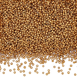 100G Glass Seed Beads, Metallic Colours Style, Round, Pale Goldenrod, 2mm, Hole: 1mm(SEED-SP0001-12A-01)