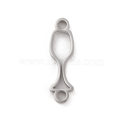 304 Stainless Steel Hollow Connector Charms, Laser Cut, Wine Glass Links, Stainless Steel Color, 17x5x1.5mm, Hole: 1.8mm(STAS-K270-34P)