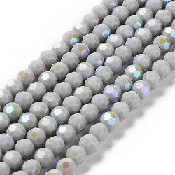 Opaque Glass Beads Strands, Faceted, Round, Gainsboro, 6x5.5mm, Hole: 0.9mm, about 94~97pcs/strand, 21.06~21.18''(53.5~53.8cm)(EGLA-A035-P6mm-L22)