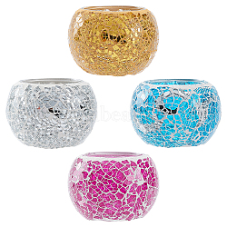 4Pcs 4 Colors Mosaic Glass Tealight Candle Holders, for Weddings, Party and Lighting Decorations, Bowl Shape, Mixed Color, 86x59mm, 1pc/color(AJEW-SD0001-10)