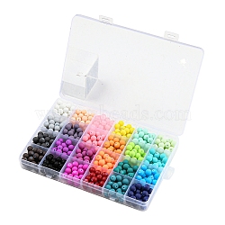 Opaque Spray Painting Beads, Frosted, Round, Mixed Color, 8x7.5mm, Hole: 1.5mm, about 480~552pcs/box(GLAA-K064-02)