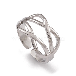 304 Stainless Steel Cuff Rings, Hollow Out Infinity Element Wide Band Ring for Women, Stainless Steel Color, 3.7~11.5mm, Inner Diameter: 16.5mm(RJEW-G285-40P)
