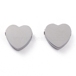 304 Stainless Steel Beads, Heart, Stainless Steel Color, 8.5x9.2x3mm, Hole: 1.8mm(STAS-O139-03P)