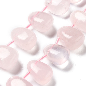 Natural Rose Quartz Beads Strands, Teardrop, Top Drilled, 22.5~26x14.5~19x12~14.5mm, Hole: 0.9mm, about 8~9pcs/strand, 7.48''~8.66''(19~22cm)